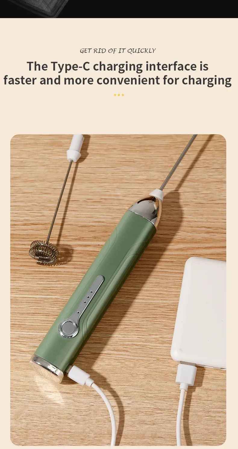 Rechargeable Mini Milk Frother - 3 Speed USB-C Handheld Electric Whisk for Coffee, Lattes, Cappuccinos, Smoothies - Portable Kitchen Tool showcase 11