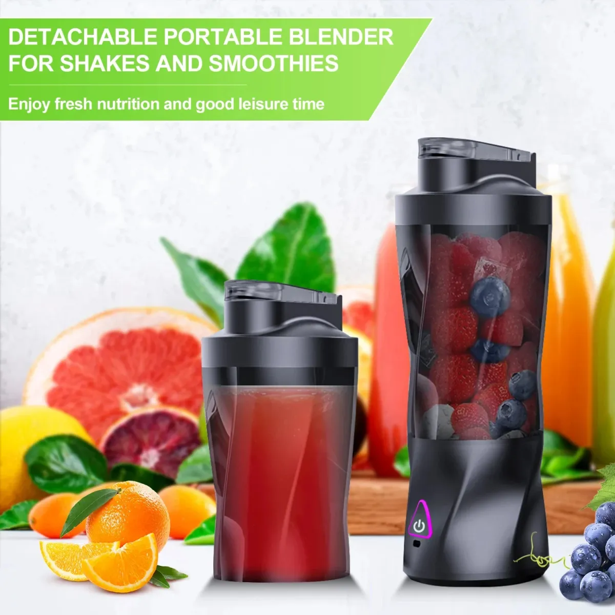 Portable Electric Juicer Blender 700ML USB Rechargeable Smoothie Maker with 360W Motor, Anti-Jamming Blades, and Leak-Proof Travel Lid for Outdoor & Home Use showcase 1