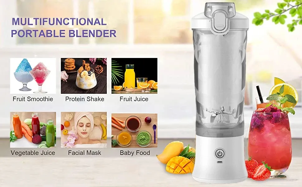 Portable Electric Blender 600ML with 6-Blade Design, USB Rechargeable 4000mAh Battery for Smoothies, Juices, Shakes - Perfect for Travel, Sports, and Kitchen Use showcase 1