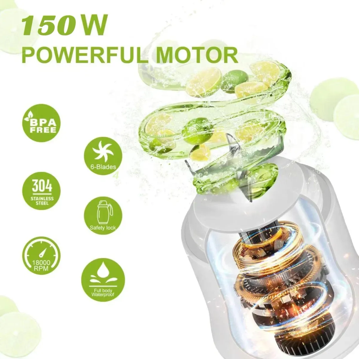 Portable Electric Blender 600ML with 6-Blade Design, USB Rechargeable 4000mAh Battery for Smoothies, Juices, Shakes - Perfect for Travel, Sports, and Kitchen Use showcase 7