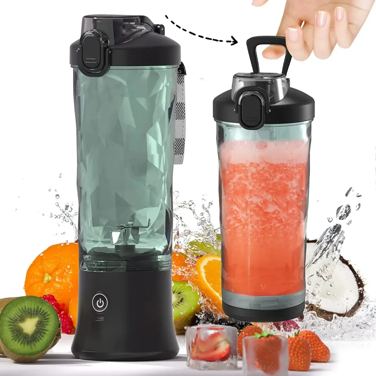 Portable Electric Blender 600ML with 6-Blade Design, USB Rechargeable 4000mAh Battery for Smoothies, Juices, Shakes - Perfect for Travel, Sports, and Kitchen Use showcase 13