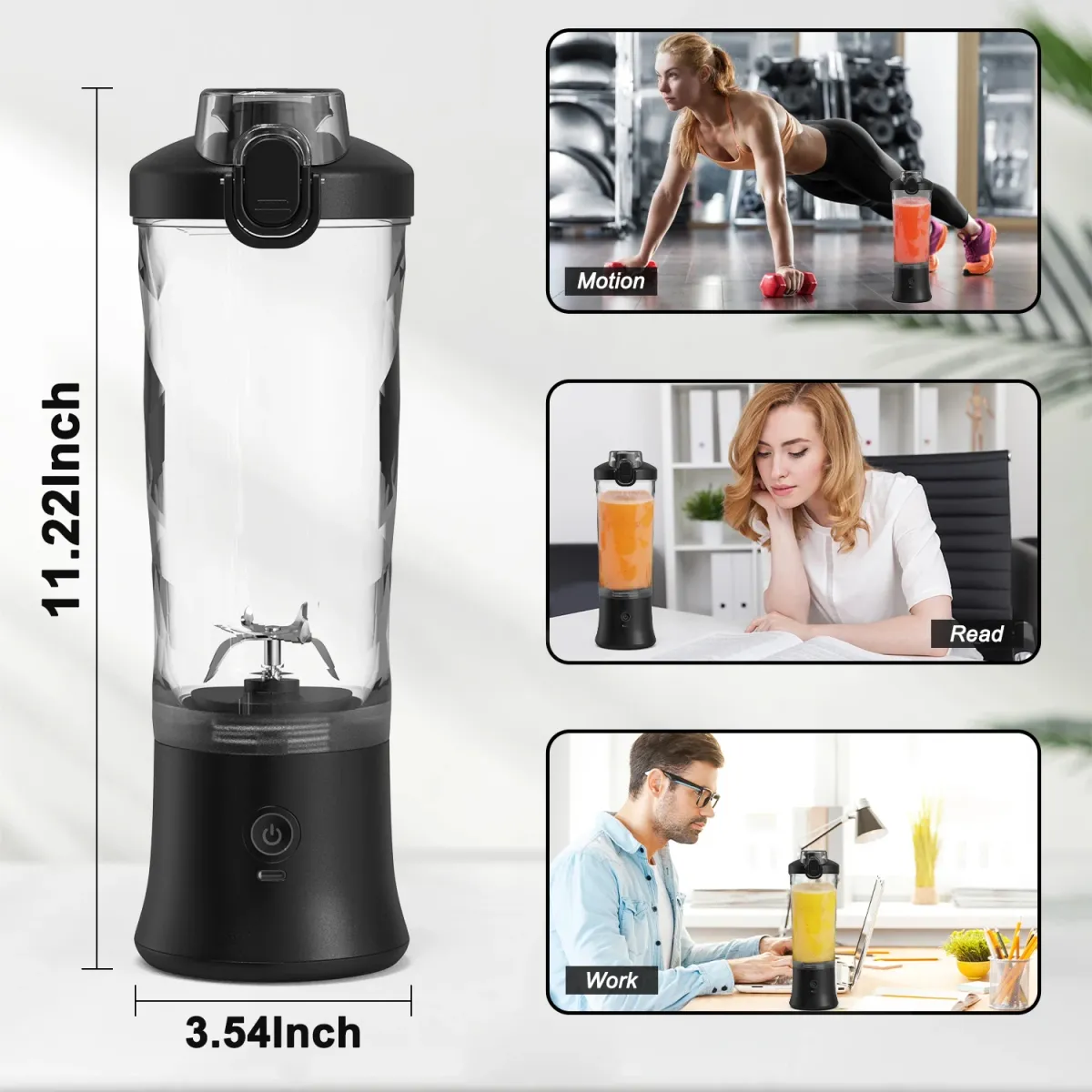 Portable Electric Blender 600ML with 6-Blade Design, USB Rechargeable 4000mAh Battery for Smoothies, Juices, Shakes - Perfect for Travel, Sports, and Kitchen Use showcase 12