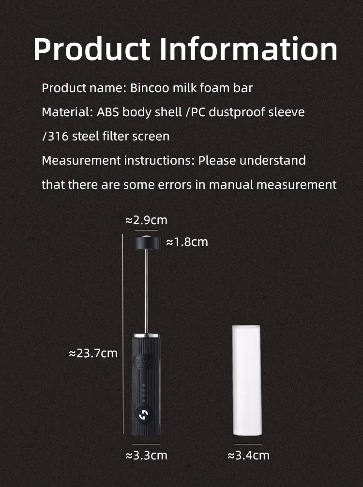 Bincoo USB Rechargeable Coffee Frother, 2 Speeds Electric Milk Mixer for Lattes, Cappuccinos, Hot Chocolate, Egg Beater, Kitchen Cooking Tool showcase 14