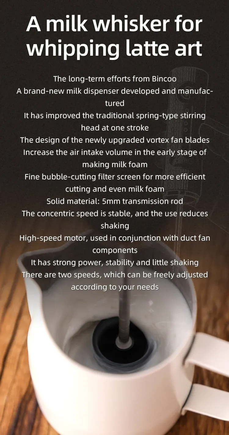 Bincoo USB Rechargeable Coffee Frother, 2 Speeds Electric Milk Mixer for Lattes, Cappuccinos, Hot Chocolate, Egg Beater, Kitchen Cooking Tool showcase 3