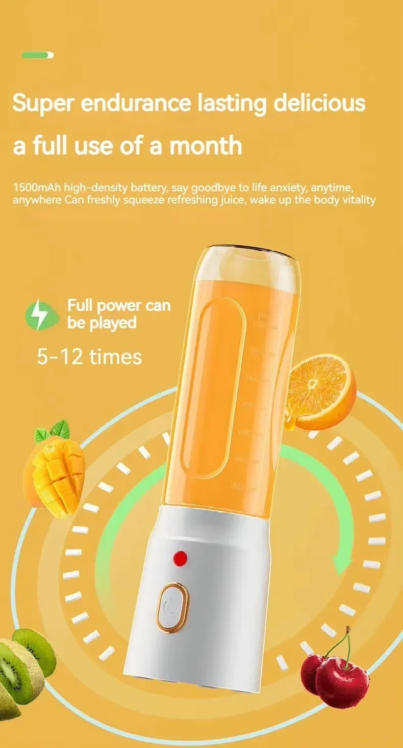 Portable Cordless Blender Juicer - 450ml Electric Fruit Juicer with USB Rechargeable Battery, 10-Blade System for Smoothies & Crushed Ice, Perfect for On-the-Go showcase 12