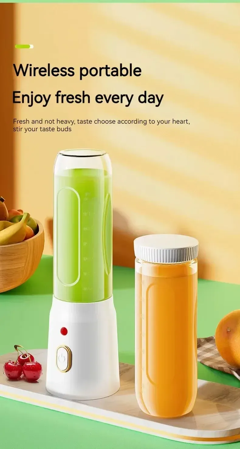 Portable Cordless Blender Juicer - 450ml Electric Fruit Juicer with USB Rechargeable Battery, 10-Blade System for Smoothies & Crushed Ice, Perfect for On-the-Go showcase 4