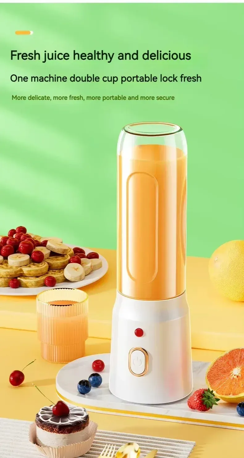 Portable Cordless Blender Juicer - 450ml Electric Fruit Juicer with USB Rechargeable Battery, 10-Blade System for Smoothies & Crushed Ice, Perfect for On-the-Go showcase 1