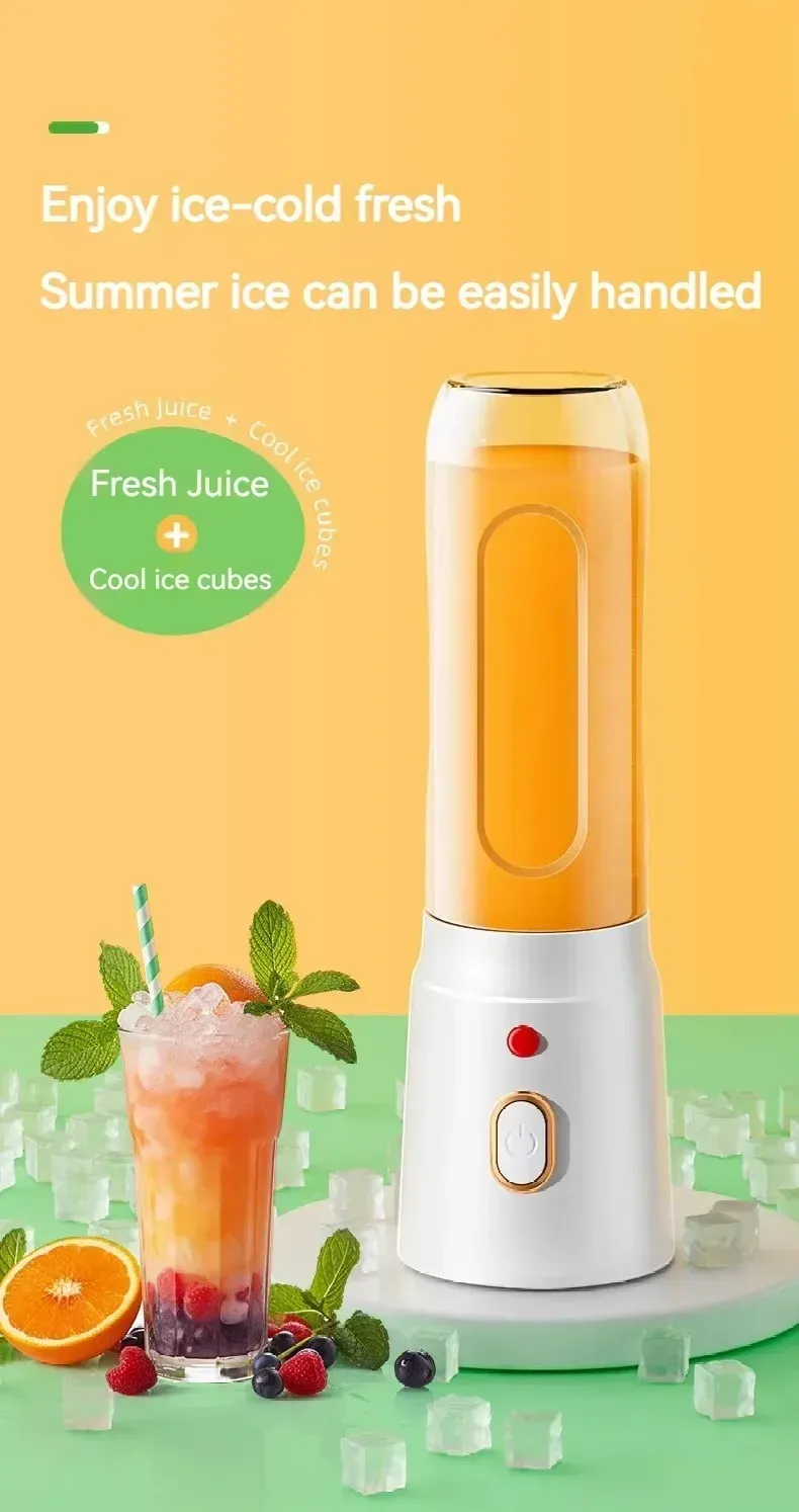 Portable Cordless Blender Juicer - 450ml Electric Fruit Juicer with USB Rechargeable Battery, 10-Blade System for Smoothies & Crushed Ice, Perfect for On-the-Go showcase 10