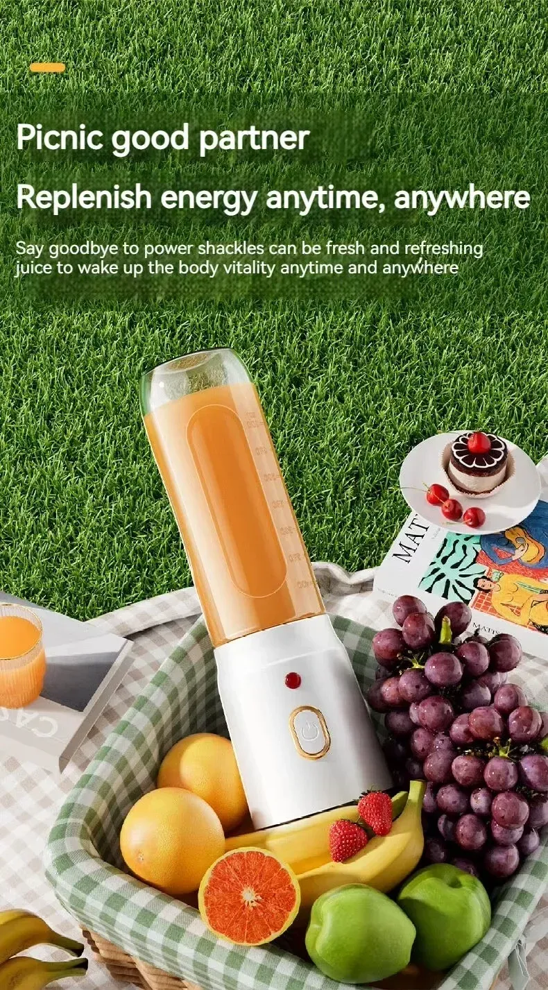 Portable Cordless Blender Juicer - 450ml Electric Fruit Juicer with USB Rechargeable Battery, 10-Blade System for Smoothies & Crushed Ice, Perfect for On-the-Go showcase 11
