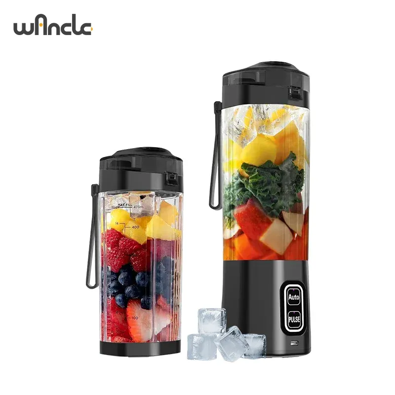 Portable Electric Juice Maker Blender 700ML USB Rechargeable Fruit Mixer with 6 Stainless Steel Blades, Powerful 360W Motor for Smoothies & Shakes, Travel-Friendly with Sip Lid
