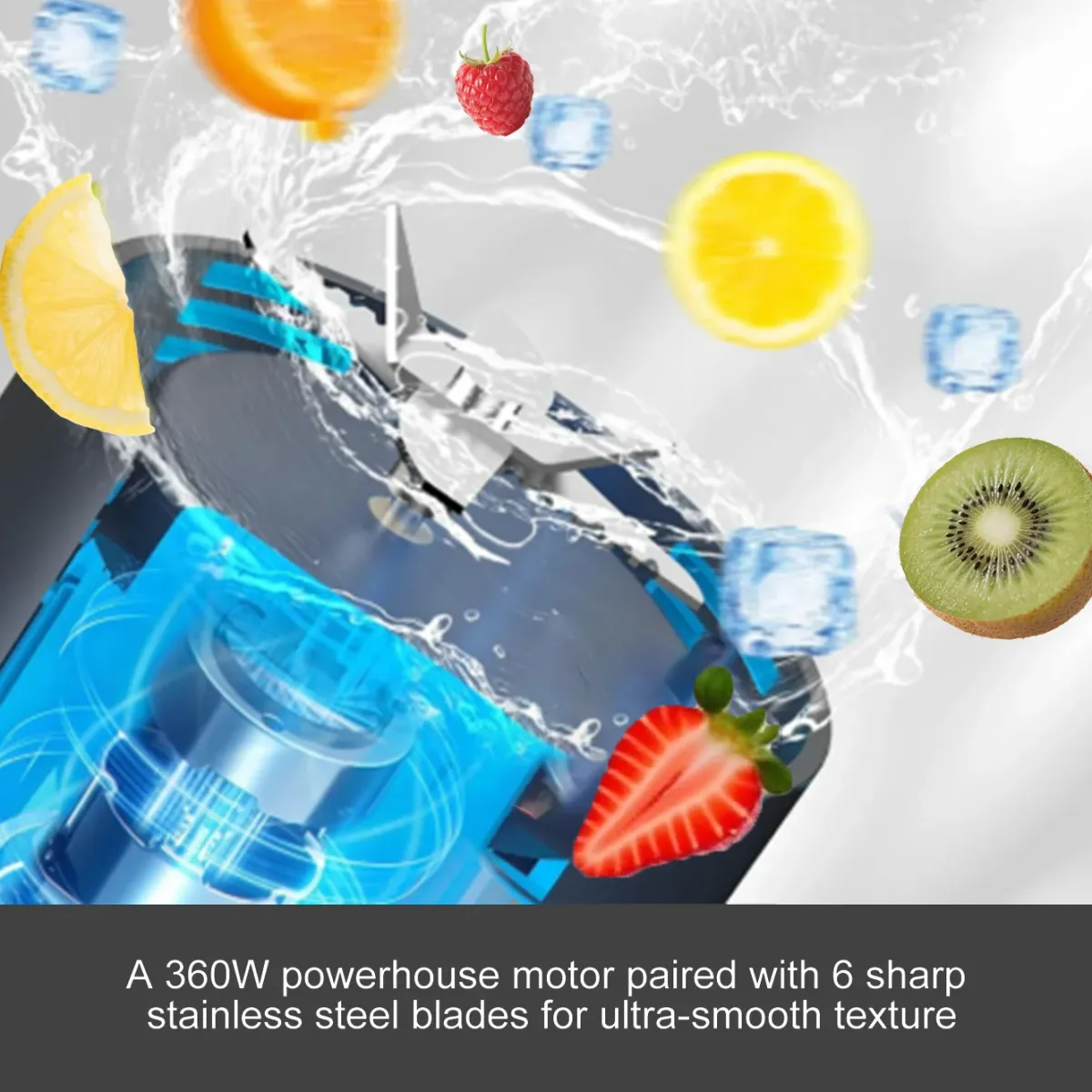 Portable Electric Juice Maker Blender 700ML USB Rechargeable Fruit Mixer with 6 Stainless Steel Blades, Powerful 360W Motor for Smoothies & Shakes, Travel-Friendly with Sip Lid showcase 3