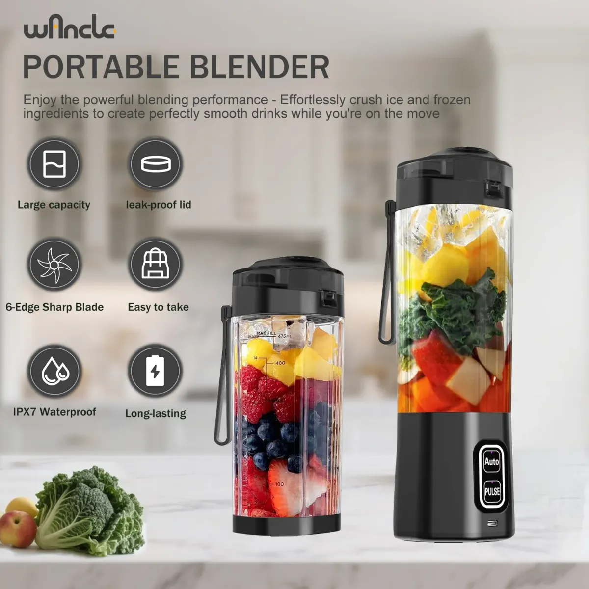 Portable Electric Juice Maker Blender 700ML USB Rechargeable Fruit Mixer with 6 Stainless Steel Blades, Powerful 360W Motor for Smoothies & Shakes, Travel-Friendly with Sip Lid showcase 1