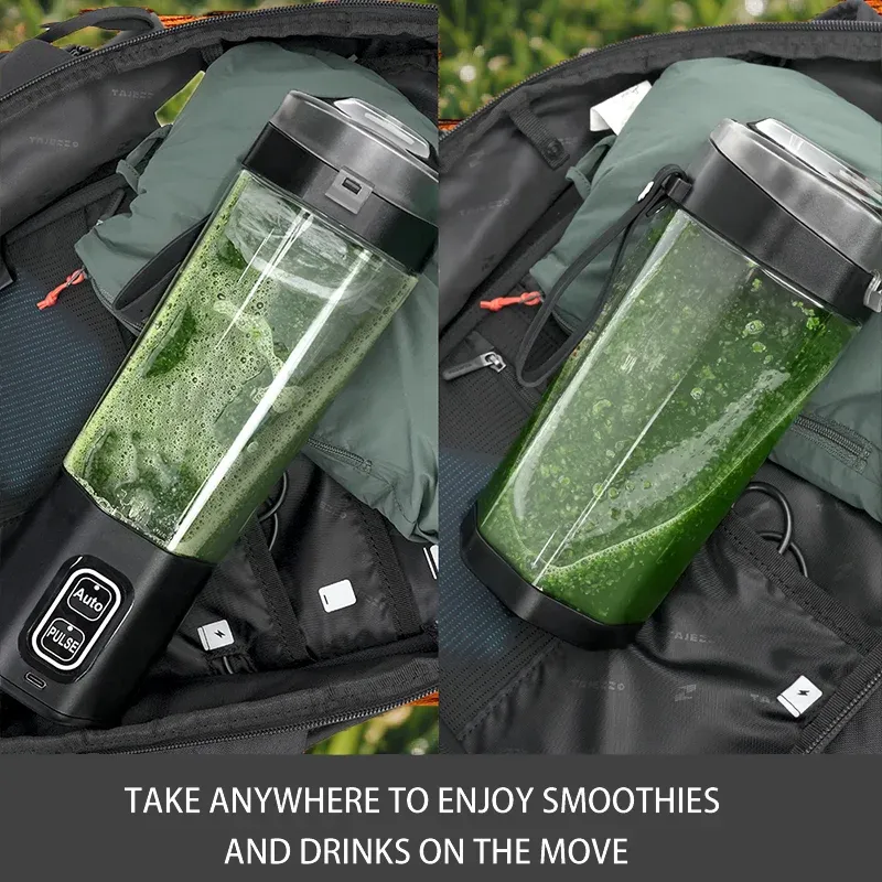 Portable Electric Juice Maker Blender 700ML USB Rechargeable Fruit Mixer with 6 Stainless Steel Blades, Powerful 360W Motor for Smoothies & Shakes, Travel-Friendly with Sip Lid thumbnail 4