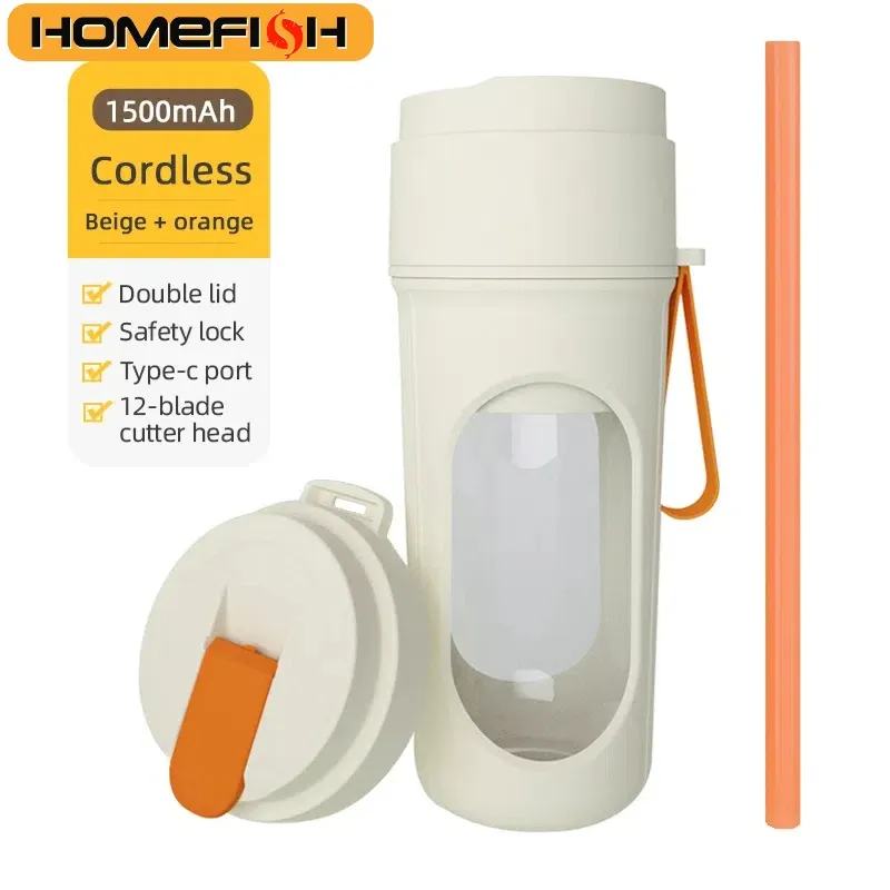 12 Blades Electric Portable Blender 350ML USB Rechargeable Juicer Cup for Smoothies & Fruit Mixes - Perfect for On-the-Go Health