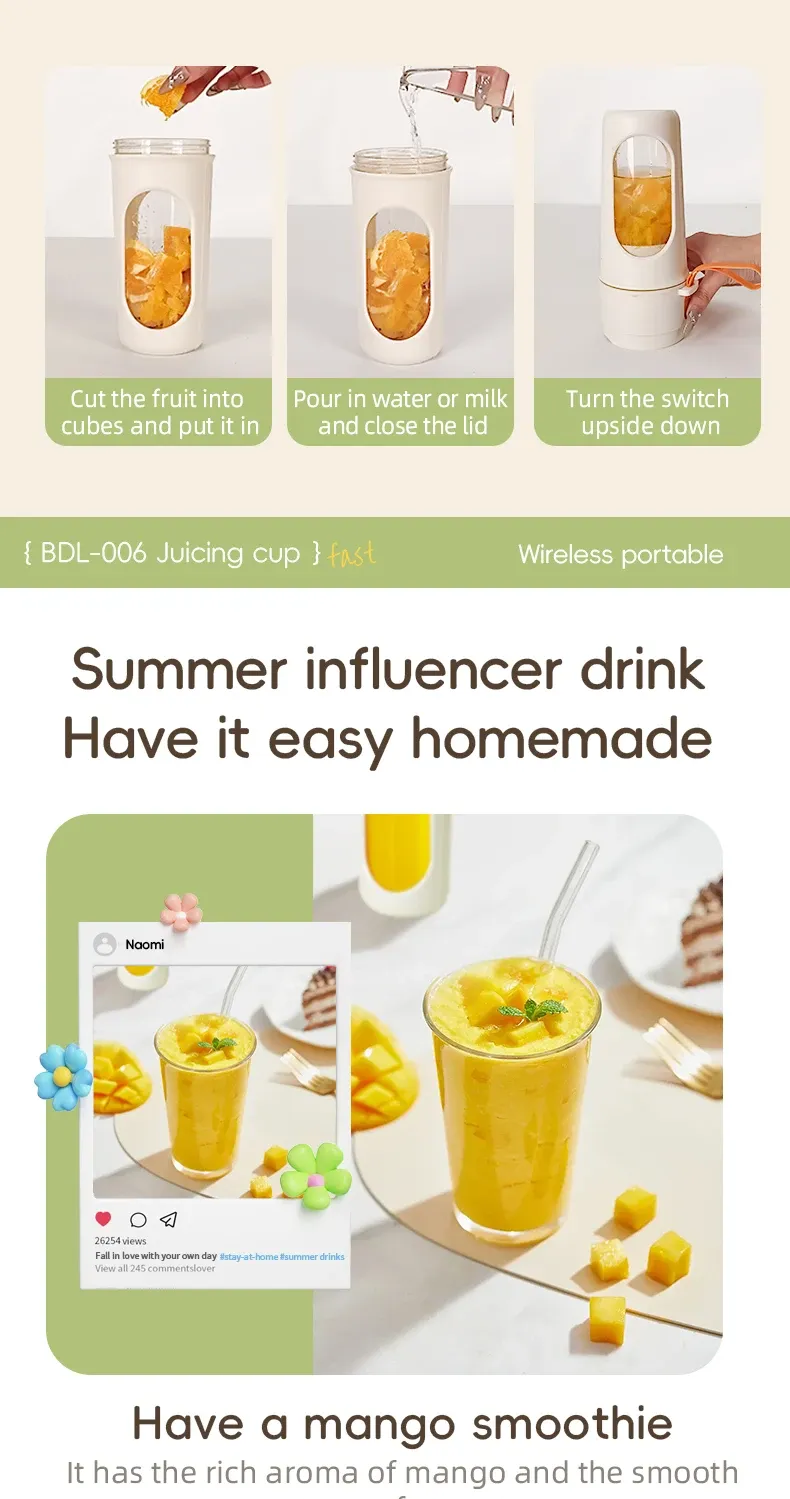 12 Blades Electric Portable Blender 350ML USB Rechargeable Juicer Cup for Smoothies & Fruit Mixes - Perfect for On-the-Go Health showcase 8