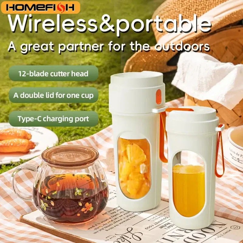 12 Blades Electric Portable Blender 350ML USB Rechargeable Juicer Cup for Smoothies & Fruit Mixes - Perfect for On-the-Go Health thumbnail 5
