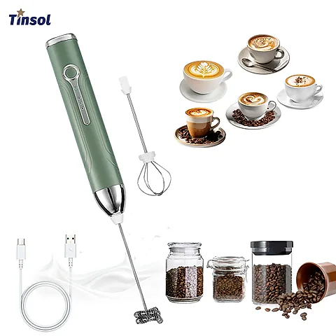 Rechargeable Mini Handheld Milk Frother with USB Type-C, 3-Speed Portable Kitchen Whisk for Coffee, Lattes, Cappuccinos - Ideal for Home Baristas
