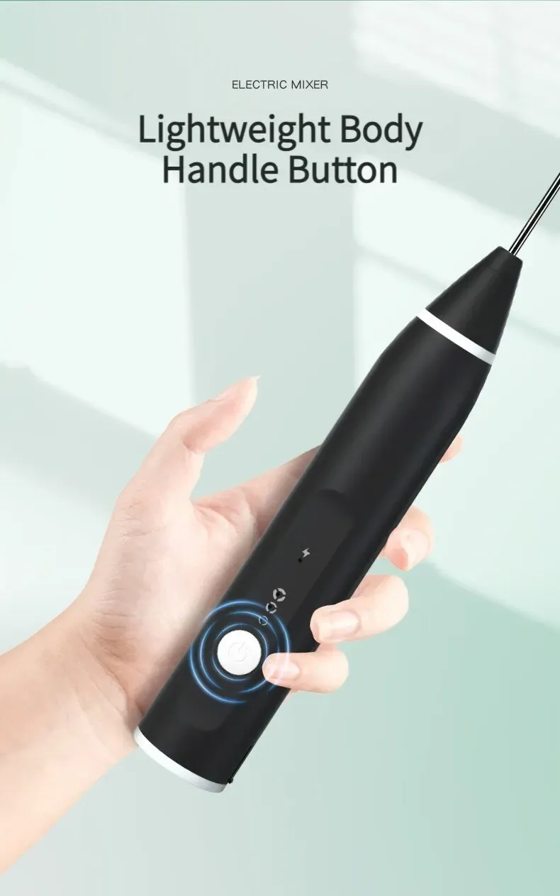 Portable USB Rechargeable Electric Milk Frother & Egg Beater - Handheld Coffee Blender Mixer for Lattes, Cappuccinos, Shakes, and More showcase 3