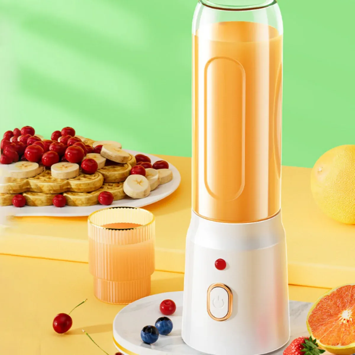 450ML Portable Electric Blender Juicer Cup, USB Rechargeable Cordless Smoothie Maker with 10 Blades, Powerful 40W Motor for Shakes, Baby Food, Crushed Ice - White thumbnail 3