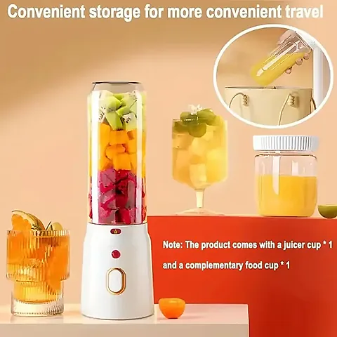 450ML Portable Electric Blender Juicer Cup, USB Rechargeable Cordless Smoothie Maker with 10 Blades, Powerful 40W Motor for Shakes, Baby Food, Crushed Ice - White