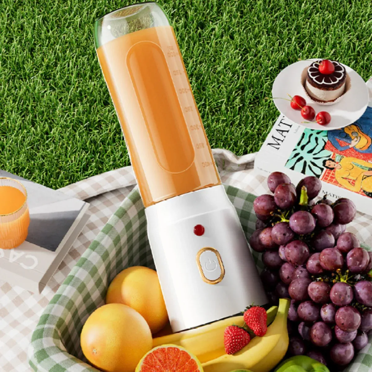 450ML Portable Electric Blender Juicer Cup, USB Rechargeable Cordless Smoothie Maker with 10 Blades, Powerful 40W Motor for Shakes, Baby Food, Crushed Ice - White thumbnail 4