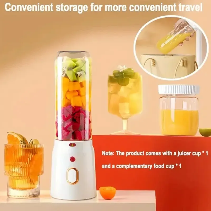 450ML Portable Electric Blender Juicer Cup, USB Rechargeable Cordless Smoothie Maker with 10 Blades, Powerful 40W Motor for Shakes, Baby Food, Crushed Ice - White showcase 1