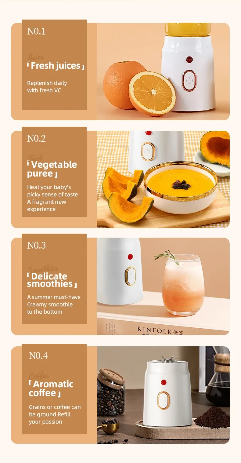 500ML Portable Electric Blender 40W USB Rechargeable Cordless Juicer Cup, High-Powered for Smoothies, Milkshakes, and Juices - Perfect for On-the-Go showcase 6