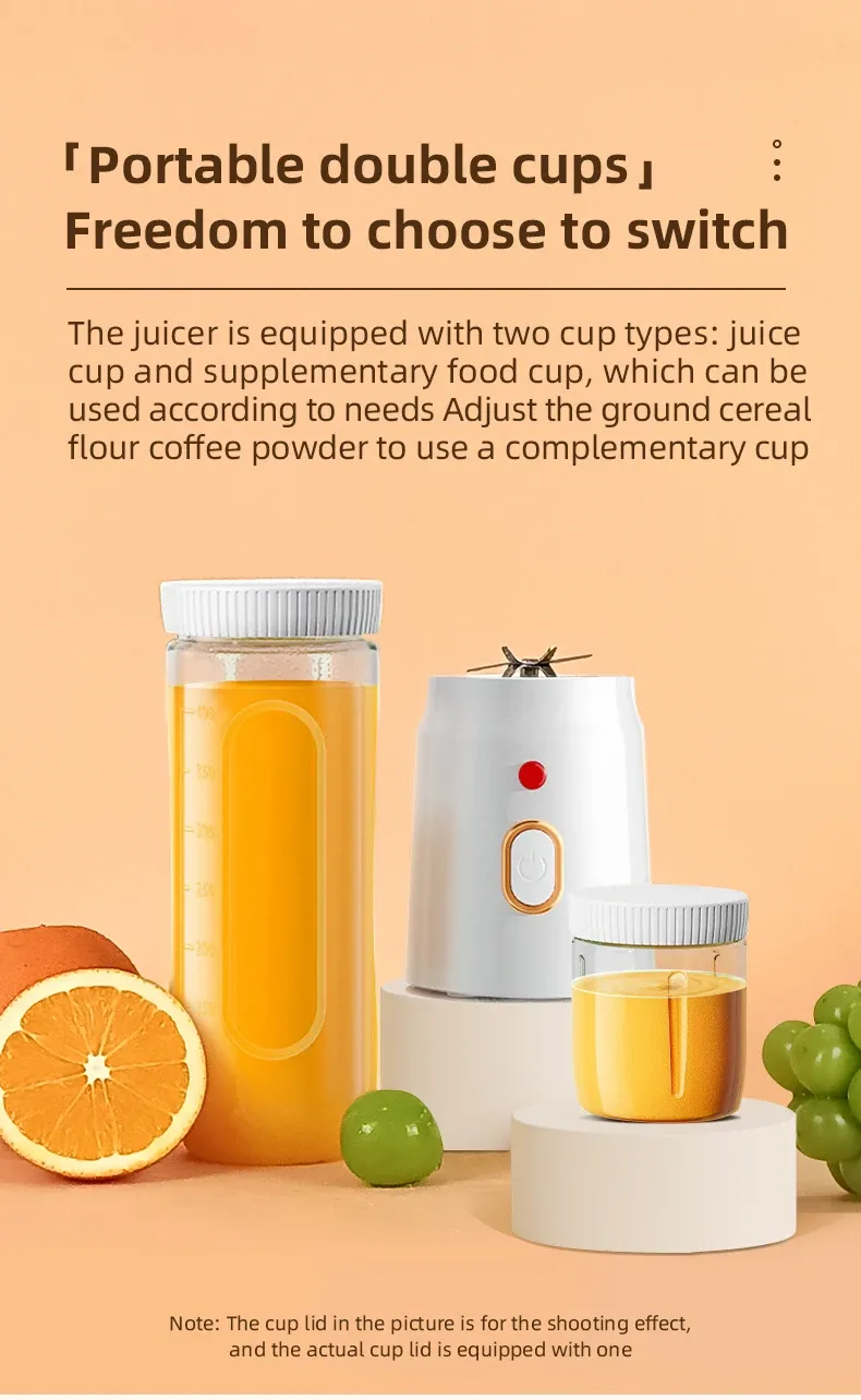 500ML Portable Electric Blender 40W USB Rechargeable Cordless Juicer Cup, High-Powered for Smoothies, Milkshakes, and Juices - Perfect for On-the-Go showcase 11