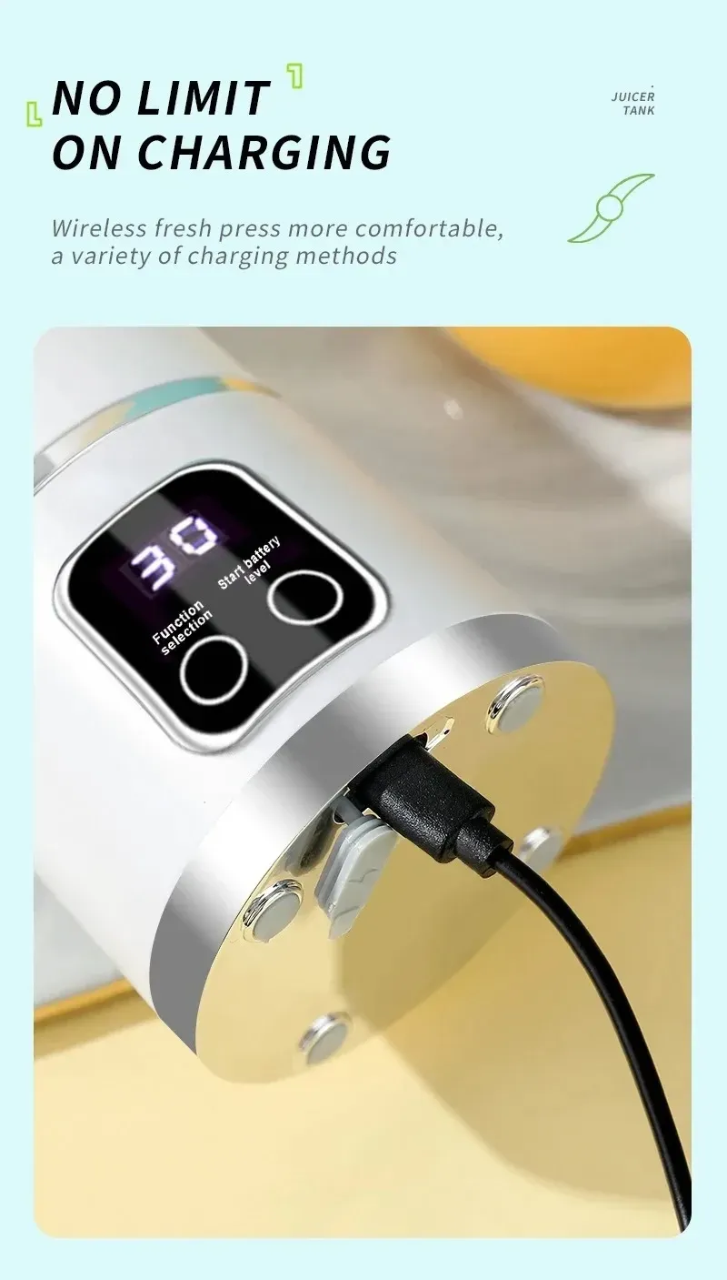 Portable Fruit Juicer Blender 450ml USB Rechargeable with 12 Blades, Dual Motor, Ice Crusher for Smoothies & Shakes showcase 4