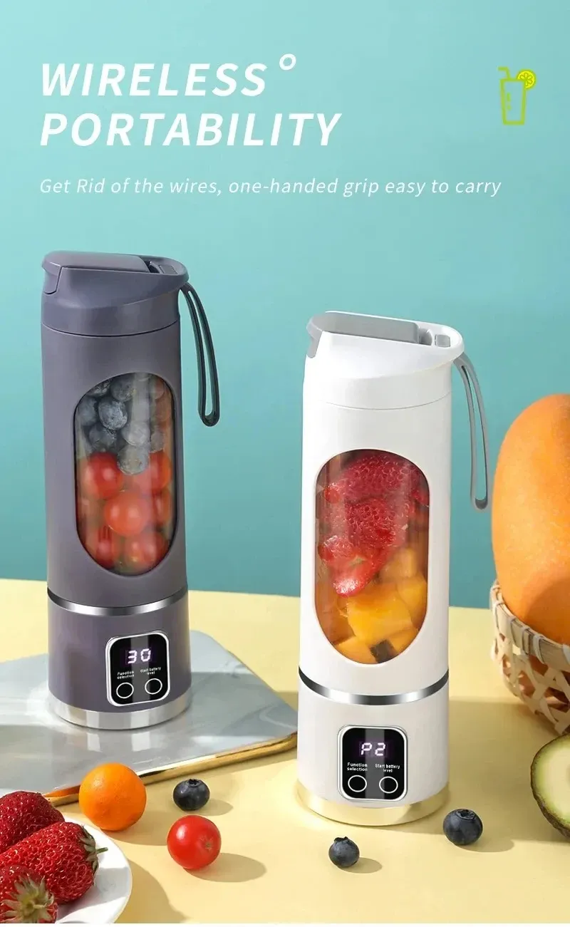 Portable Fruit Juicer Blender 450ml USB Rechargeable with 12 Blades, Dual Motor, Ice Crusher for Smoothies & Shakes showcase 9