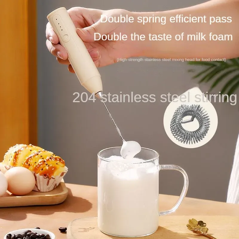 Portable USB Rechargeable Mini Blender - 3 Speed Adjustable Stainless Steel Handheld Milk Frother for Smoothies, Coffee, and Kitchen Use showcase 4