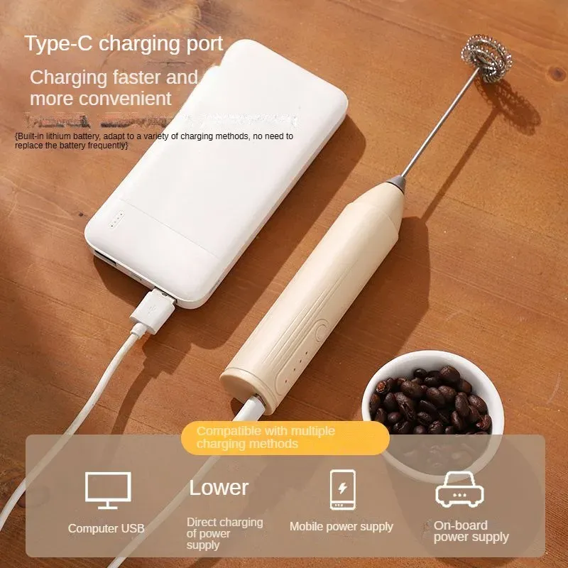 Portable USB Rechargeable Mini Blender - 3 Speed Adjustable Stainless Steel Handheld Milk Frother for Smoothies, Coffee, and Kitchen Use showcase 10