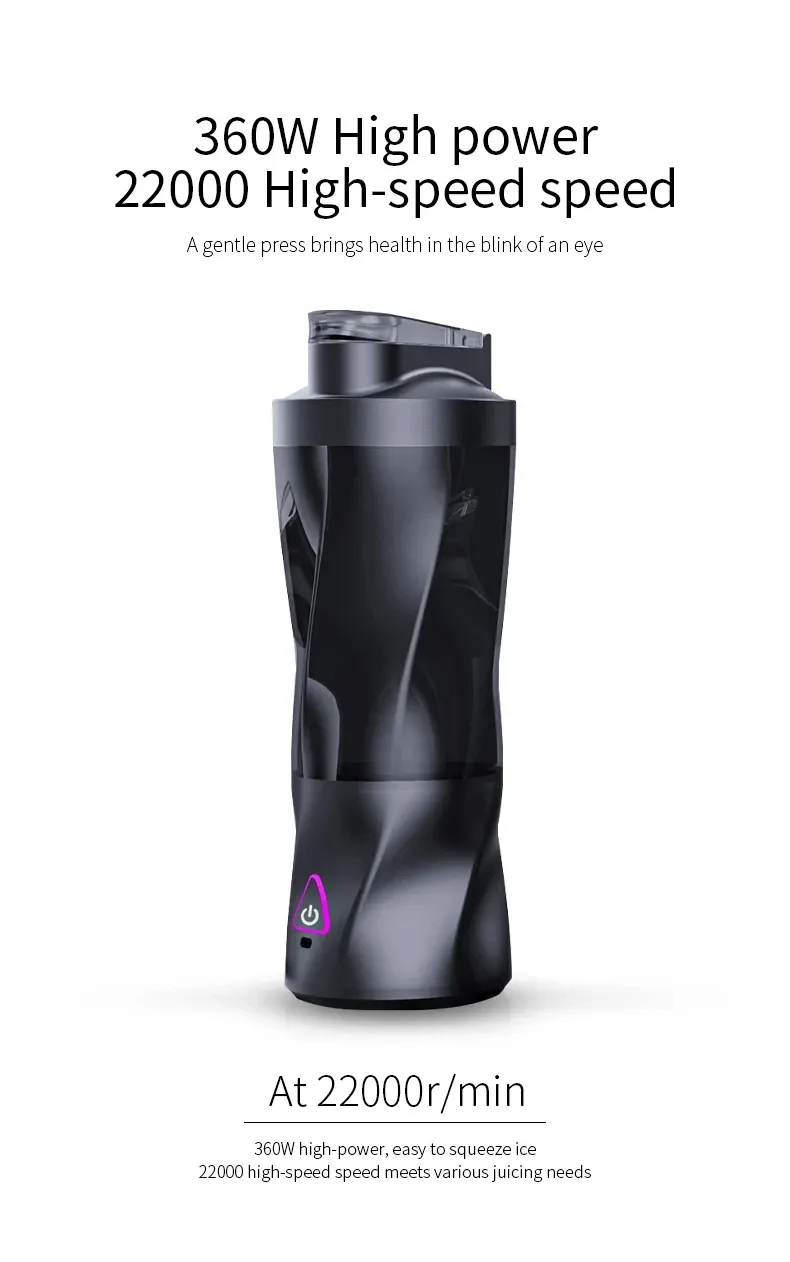 Portable Electric Juicer Blender 700ML USB Rechargeable Smoothie Maker with 360W Motor, Anti-Jamming Blades, and Leak-Proof Travel Lid for Outdoor & Home Use showcase 7