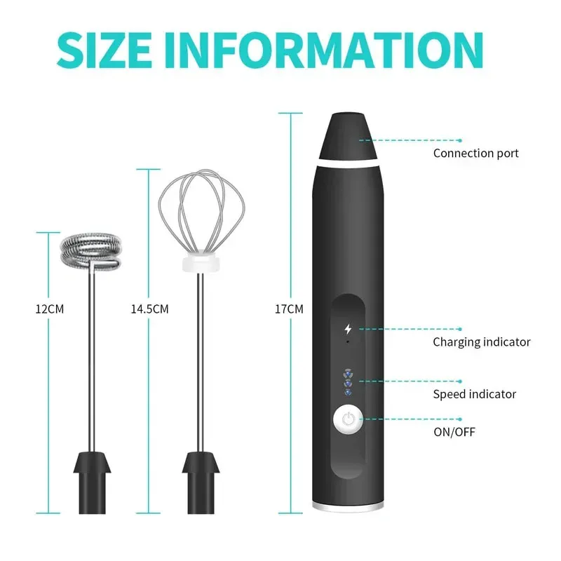 Portable Electric Milk Frother USB Mini Coffee Maker Whisk Mixer for Cappuccino, Cream, Eggs - Handheld Food Blender for Kitchen Use showcase 2