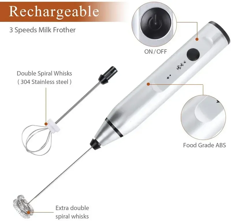 Portable Electric Milk Frother USB Mini Coffee Maker Whisk Mixer for Cappuccino, Cream, Eggs - Handheld Food Blender for Kitchen Use showcase 9