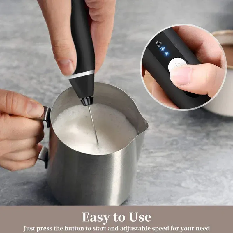 Portable Electric Milk Frother USB Mini Coffee Maker Whisk Mixer for Cappuccino, Cream, Eggs - Handheld Food Blender for Kitchen Use showcase 5