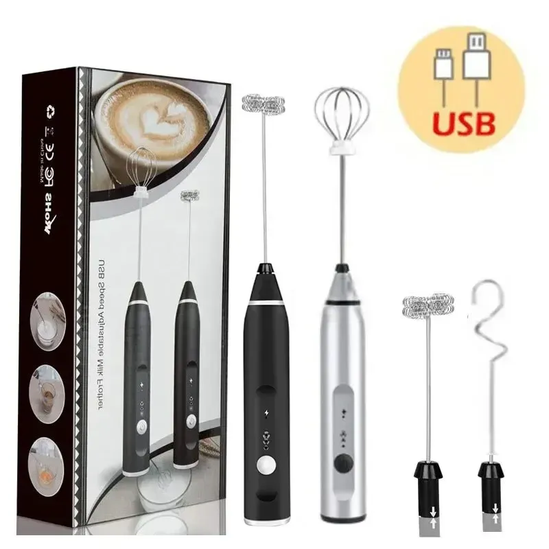 Portable Electric Milk Frother USB Mini Coffee Maker Whisk Mixer for Cappuccino, Cream, Eggs - Handheld Food Blender for Kitchen Use showcase 1