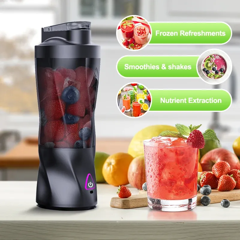 Portable Electric Juicer Blender 700ML USB Rechargeable Smoothie Maker with Powerful 360W Motor, Anti-Jamming Blades, and Travel Lid for Outdoor Use thumbnail 2