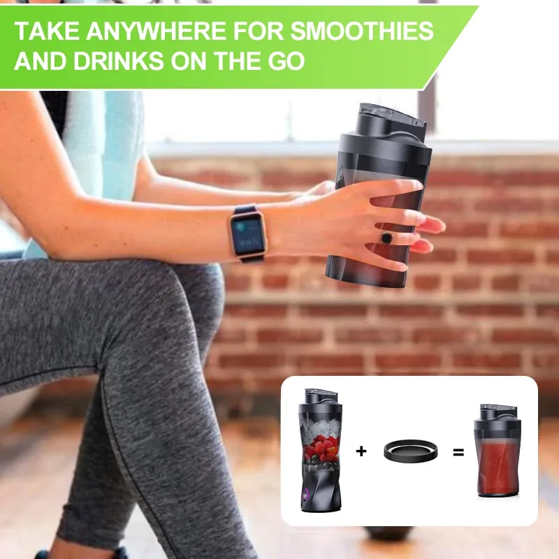 Portable Electric Juicer Blender 700ML USB Rechargeable Smoothie Maker with Powerful 360W Motor, Anti-Jamming Blades, and Travel Lid for Outdoor Use thumbnail 6