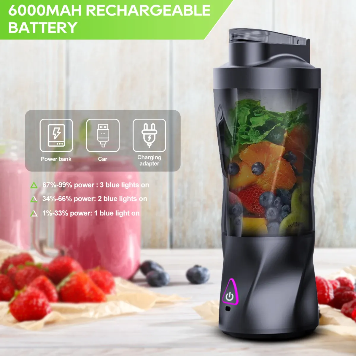 Portable Electric Juicer Blender 700ML USB Rechargeable Smoothie Maker with Powerful 360W Motor, Anti-Jamming Blades, and Travel Lid for Outdoor Use showcase 6