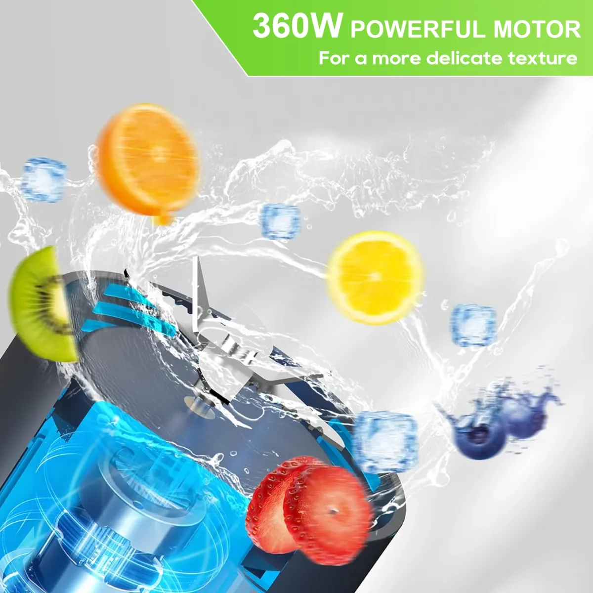 Portable Electric Juicer Blender 700ML USB Rechargeable Smoothie Maker with Powerful 360W Motor, Anti-Jamming Blades, and Travel Lid for Outdoor Use showcase 4