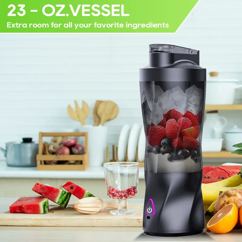Portable Electric Juicer Blender 700ML USB Rechargeable Smoothie Maker with Powerful 360W Motor, Anti-Jamming Blades, and Travel Lid for Outdoor Use thumbnail 4