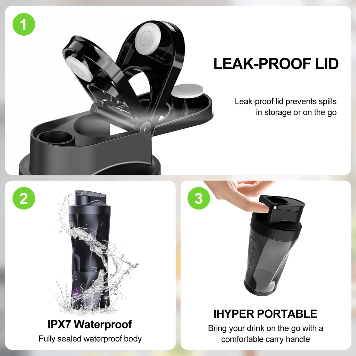 Portable Electric Juicer Blender 700ML USB Rechargeable Smoothie Maker with Powerful 360W Motor, Anti-Jamming Blades, and Travel Lid for Outdoor Use showcase 7