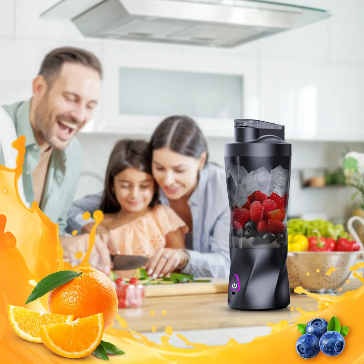 Portable Electric Juicer Blender 700ML USB Rechargeable Smoothie Maker with Powerful 360W Motor, Anti-Jamming Blades, and Travel Lid for Outdoor Use showcase 9