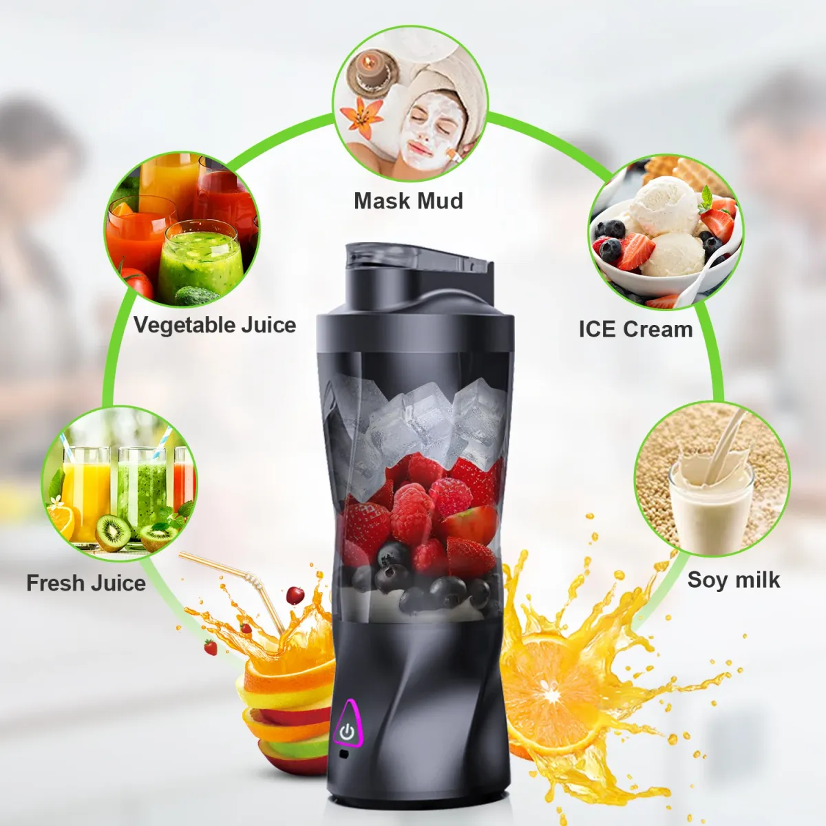 Portable Electric Juicer Blender 700ML USB Rechargeable Smoothie Maker with Powerful 360W Motor, Anti-Jamming Blades, and Travel Lid for Outdoor Use showcase 5