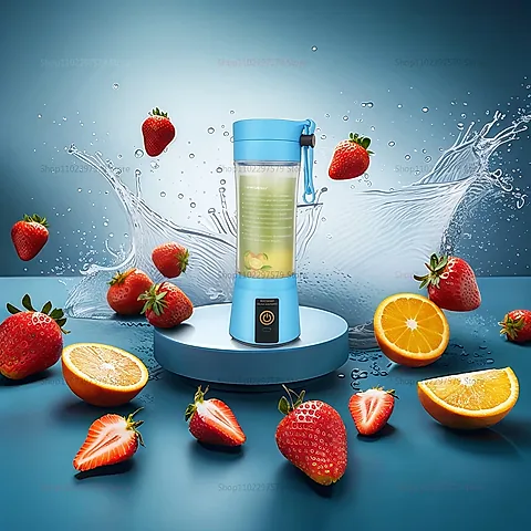 USB Rechargeable Portable Blender Juicer 380ml - Mini Electric Smoothie Maker with 6 Blades, Perfect for Kitchen, Travel, and Healthy Shakes
