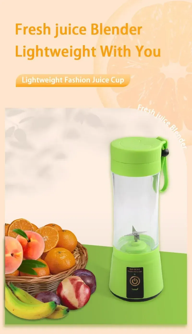 USB Rechargeable Portable Blender Juicer 380ml - Mini Electric Smoothie Maker with 6 Blades, Perfect for Kitchen, Travel, and Healthy Shakes showcase 1