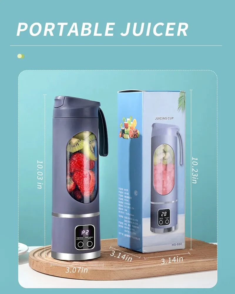 Portable 450ml Electric Juicer Blender with 10 Blades, USB Rechargeable, Ice Crusher for Smoothies & Fresh Juice - Ideal for Travel & Gym showcase 12