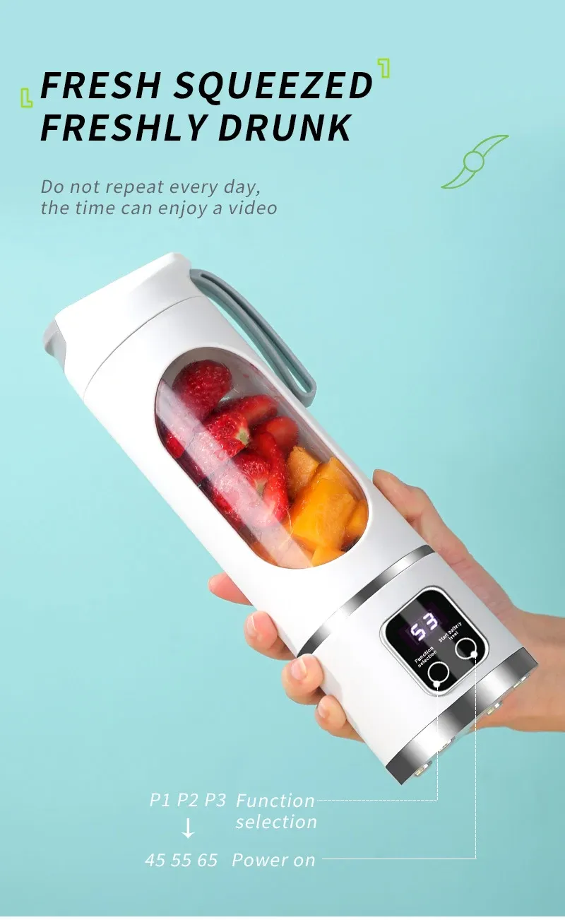 Portable 450ml Electric Juicer Blender with 10 Blades, USB Rechargeable, Ice Crusher for Smoothies & Fresh Juice - Ideal for Travel & Gym showcase 11
