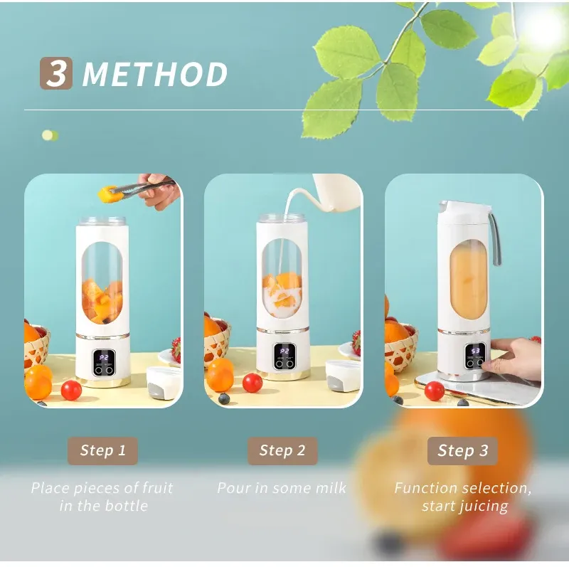 Portable 450ml Electric Juicer Blender with 10 Blades, USB Rechargeable, Ice Crusher for Smoothies & Fresh Juice - Ideal for Travel & Gym showcase 6
